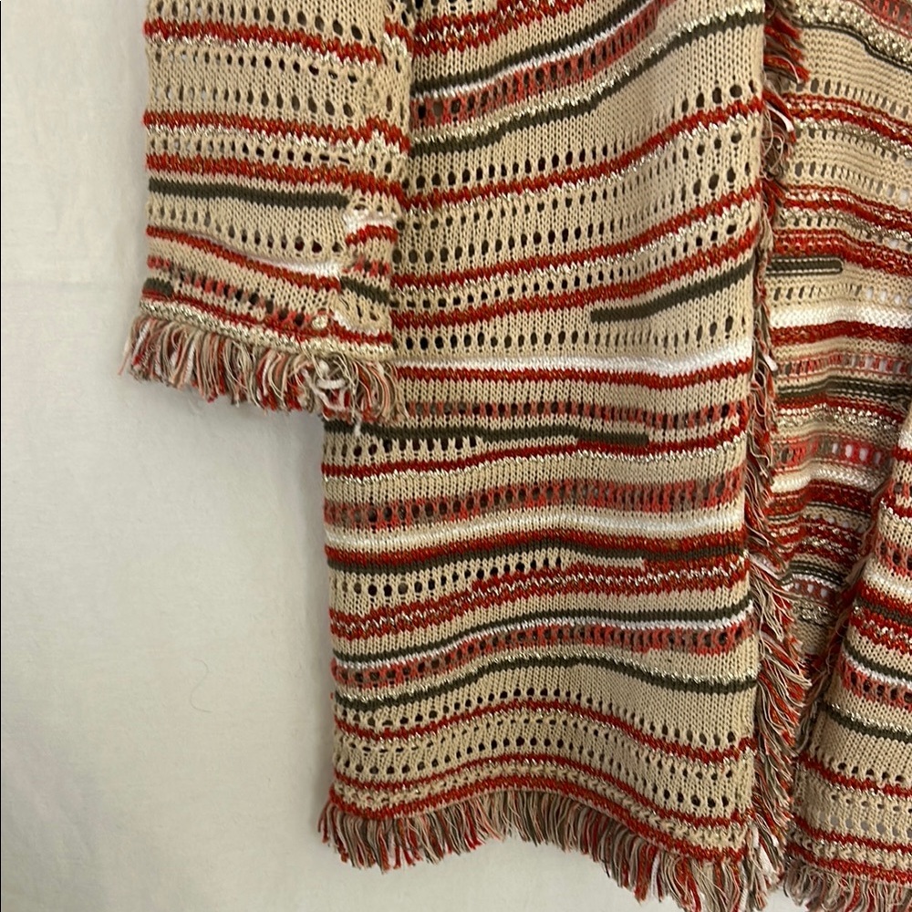 Chico's Red and Cream Cardigan Sweater - Picture 3 of 5